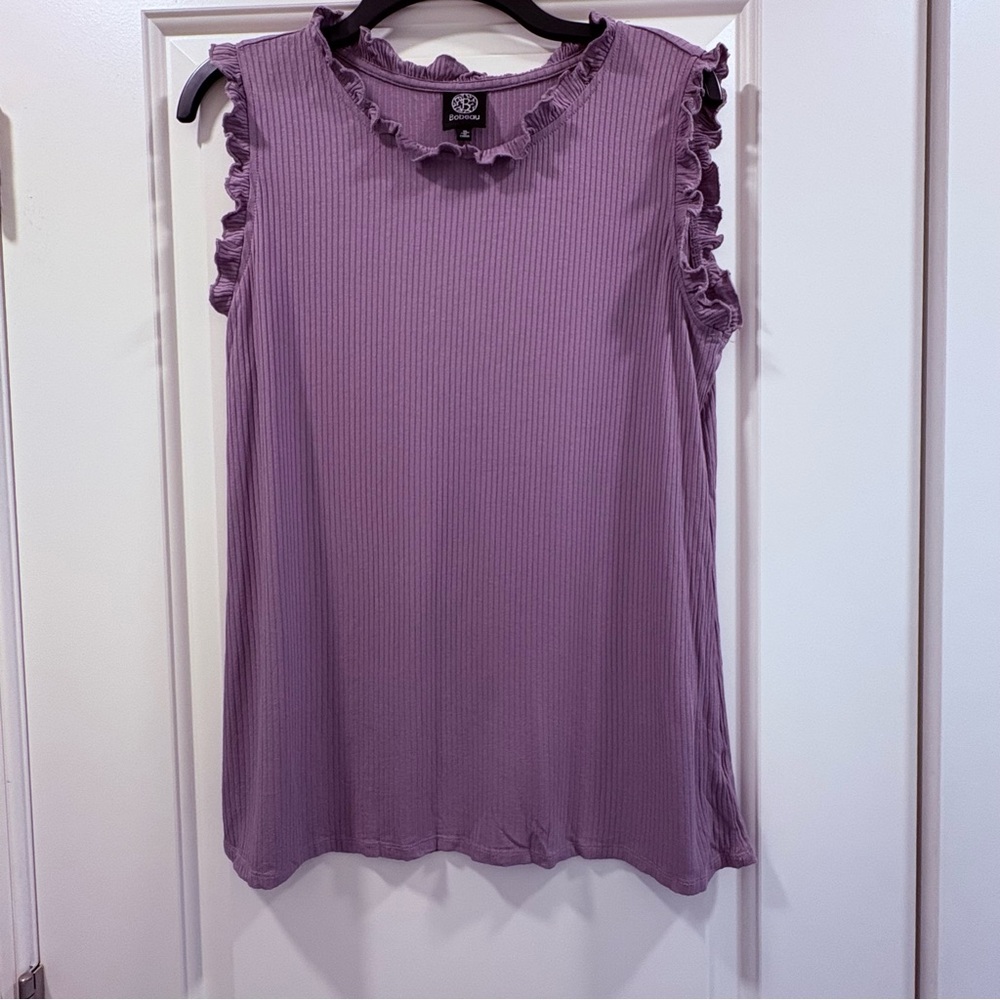 Bobeau Purple Ruffled Sleeveless Tank Top